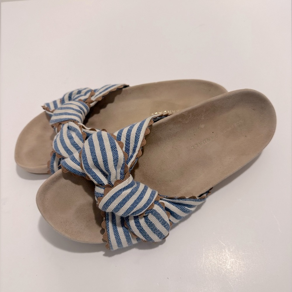 Loeffler Randall Beattie Knotted Striped Pool Slide Sandal Sz 7